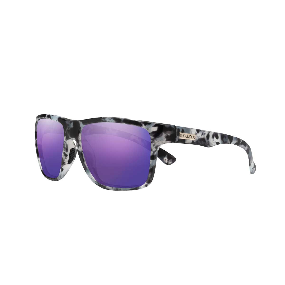 Suncloud Rambler Sunglasses Polarized in Matte Ice Tortoise with Purple Mirror